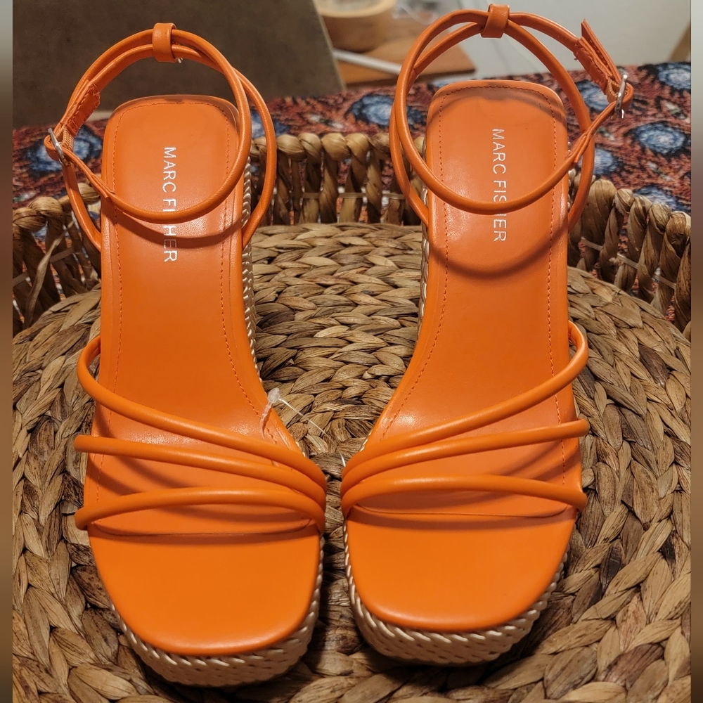 Marc Fisher Orange Platform Sandals